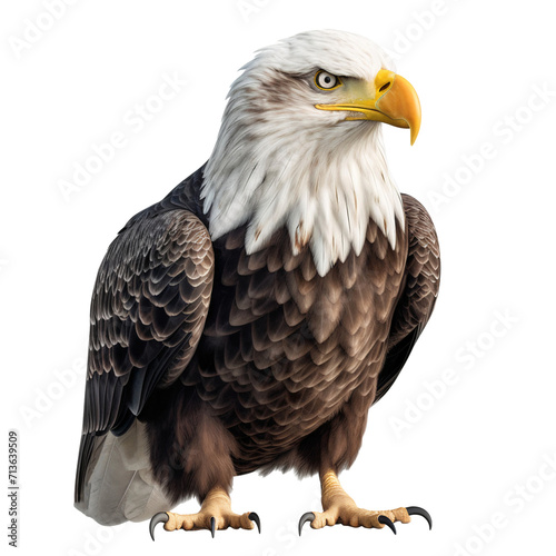American bald eagle full body isolated on white background