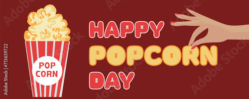 Drawn banner for Happy Popcorn Day