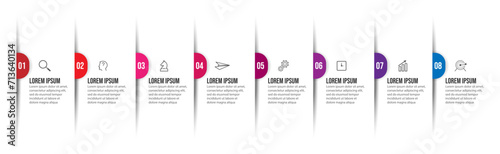 Vector Infographic simple design with 8 options or steps. thin line, Can be used for presentation banners, workflow layouts, flow charts, infographics, your business presentations