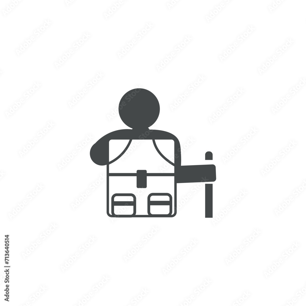 Drawn tourist with backpack on white background Drawn tourist with backpack on white background