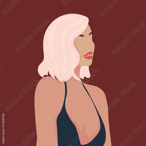 Drawn portrait of sexy woman on brown background