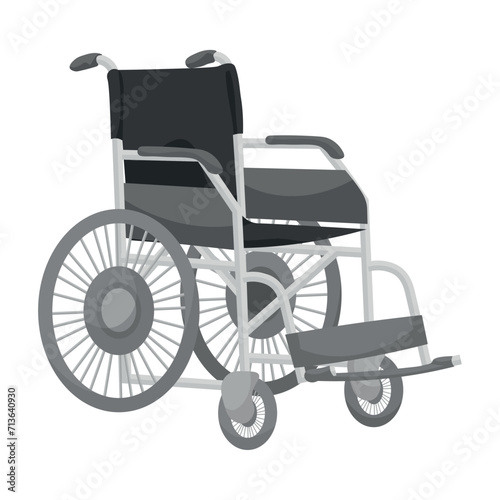Empty wheelchair on white background