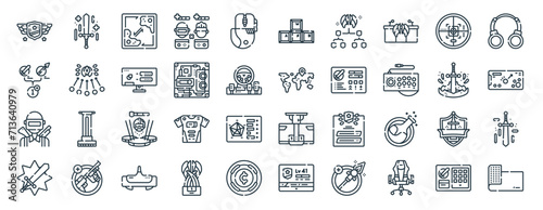 linear pack of esports line icons. linear vector icons set such as buff, keyboard, world, battle, fight, mousepad. vector illustration.