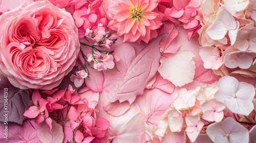 valentine bouquet background pink leaf floral blossom flower pastel wedding nature © buraratn
