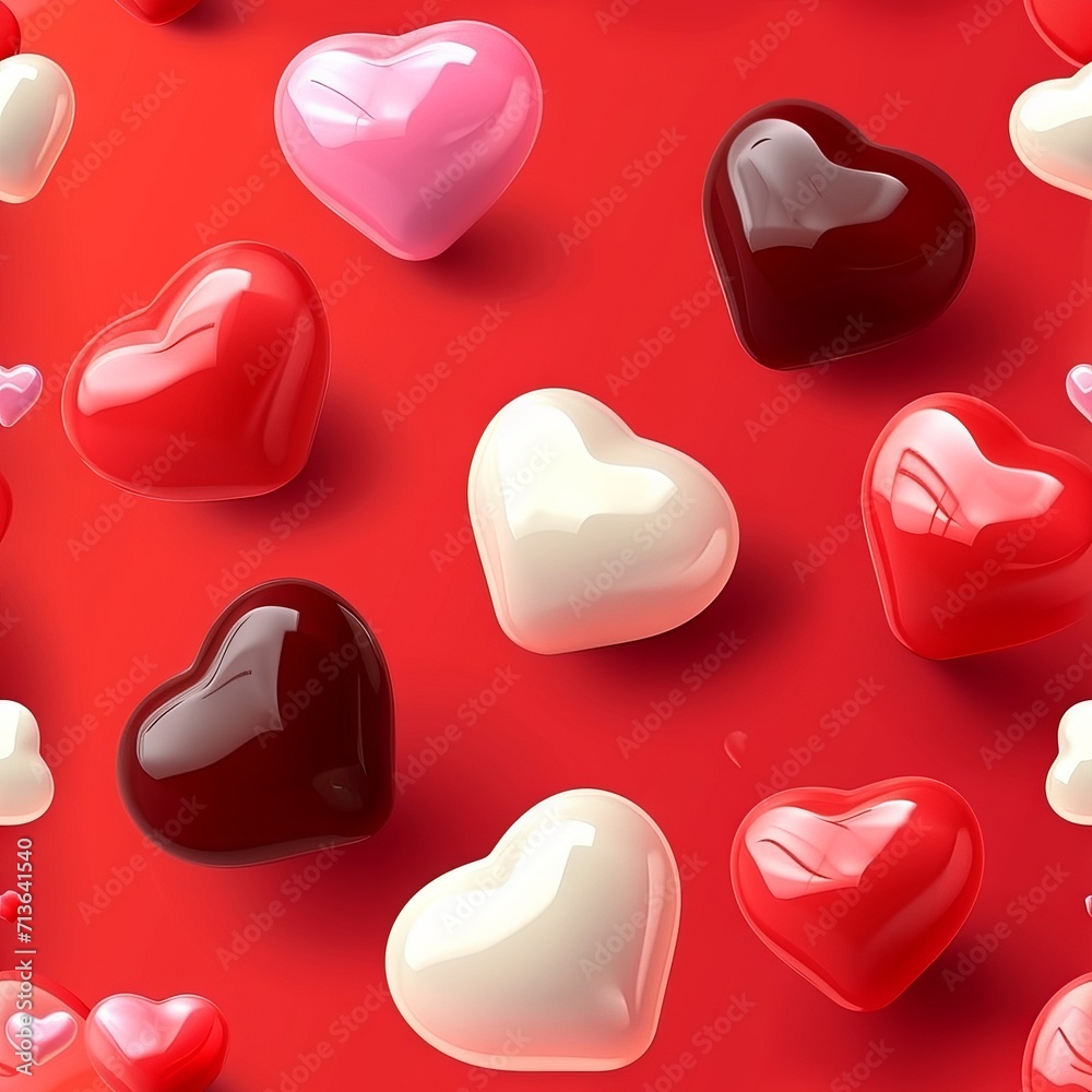 Obraz premium A seamless pattern of hearts in red and white.
