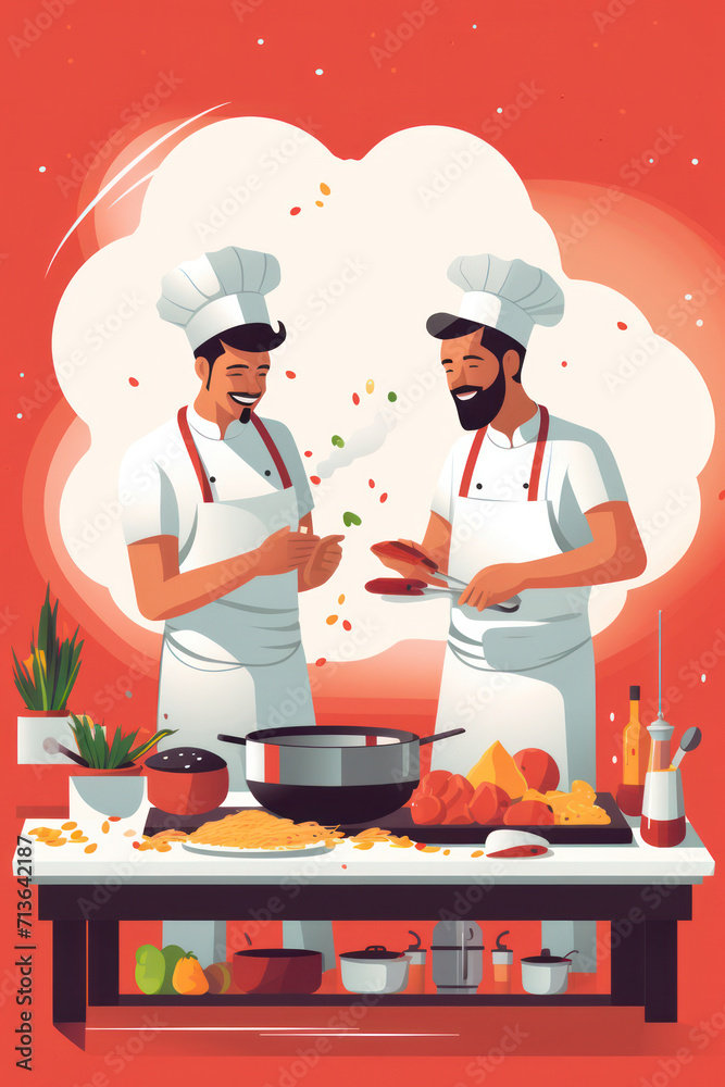 Cheerful Couple Cooking Healthy Meal Together in a Happy Kitchen Cheerful Couple Cooking Healthy Meal Together in a Happy Kitchen