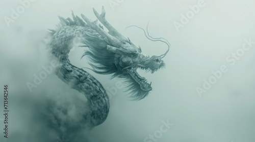 amazing dragon in clouds, chinese surreal dragon, Roaring Chinese Dragon against a Cloudy Sky. Lunar New Year Concept © Muhammad Irfan