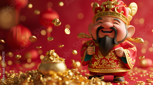 cute Chinese God of wealth   © Yi_Studio
