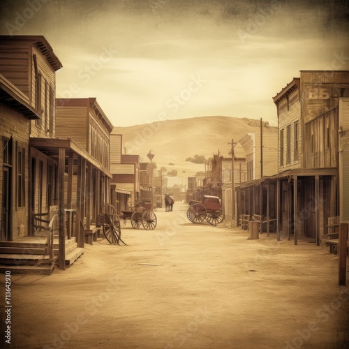 Wild West Town Photo Backdrop: Starry Night, Cactus Silhouettes, Historic Charm, Old Western Setting, Vintage Atmosphere, Desert Nightscape, Cowboy Aesthetics, Frontier Elegance, Nighttime in the Old 