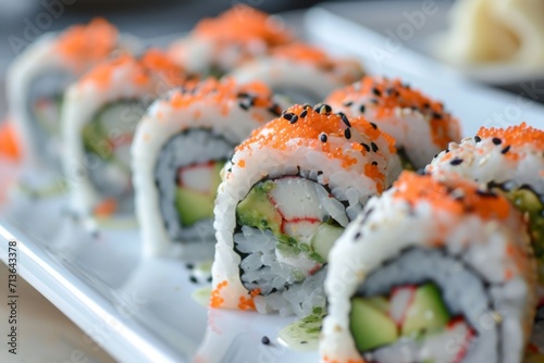 California Sushi Rolls on White Plate