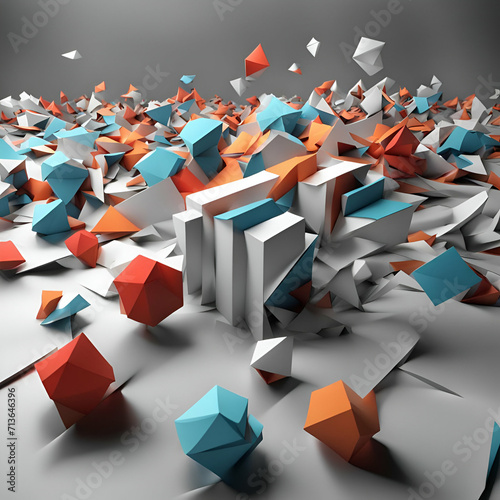 3d render of a pile of red cubes
