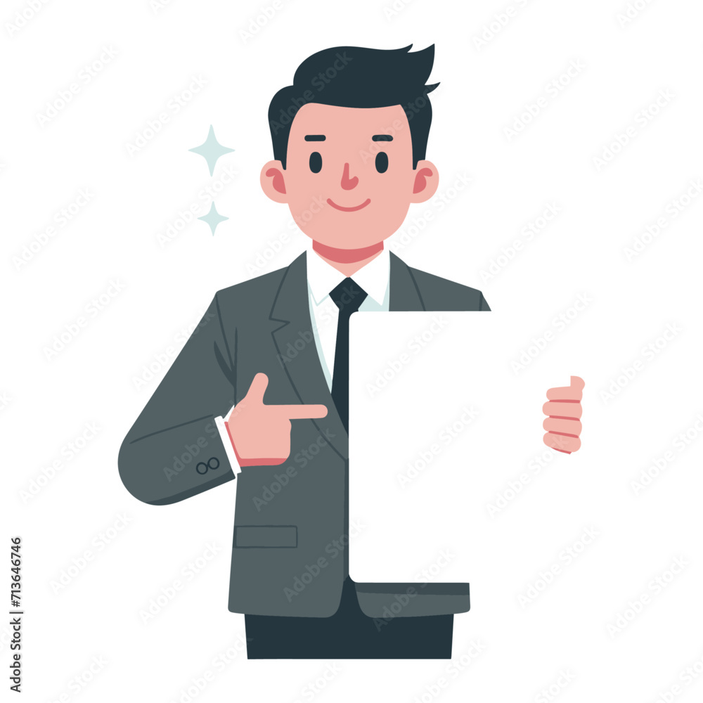 フリップボードを持ったビジネスマンのベクターイラスト