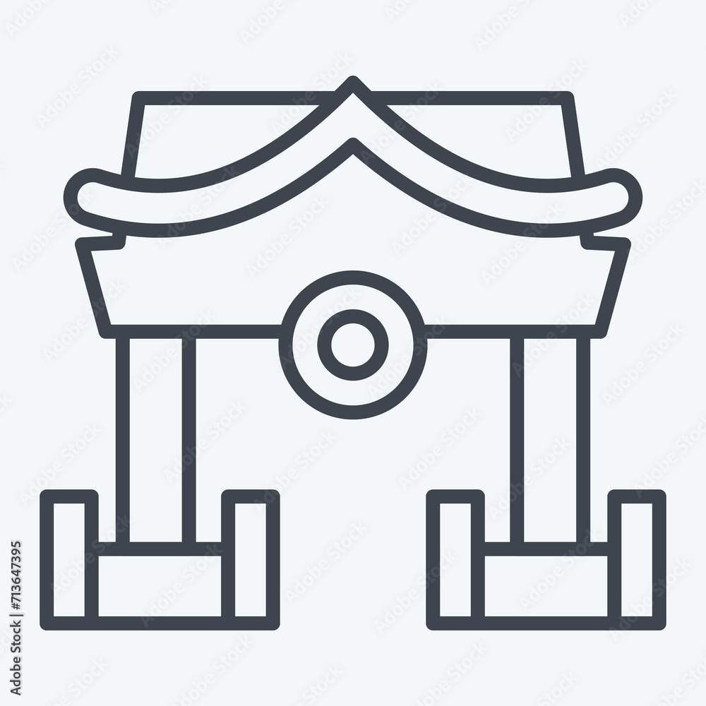 Icon Shrine. related to Ninja symbol. line style. simple design editable. simple illustration