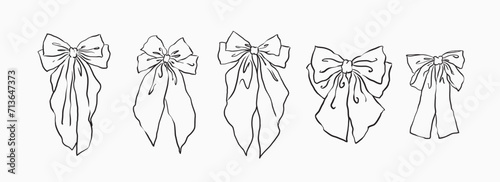 Hand drawn cute bow line art vector art collection