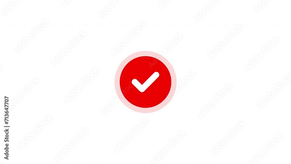 Red check mark icon animation on a white background. Success, correct or right choice icon animation in 4k video.
Red check mark icon animation on a white background. Success, correct or right choice icon animation in 4k video.