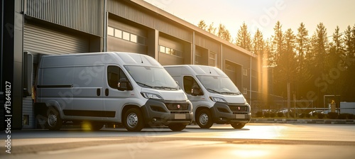 Cargo van waiting at logistic center, delivery minivan prepped for route, transportation concept