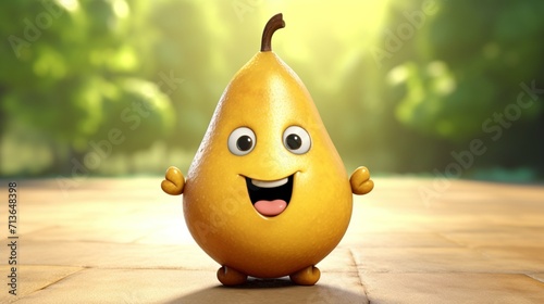 A cut cartoon peach fruits character Ai Generative
