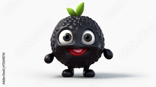 A cute cartoon black berry fruits character Ai Generative