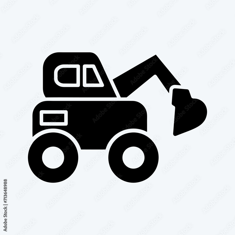 Icon Escavator. suitable for Education symbol. glyph style. simple design editable. design template vector. simple illustration Icon Escavator. suitable for Education symbol. glyph style. simple design editable. design template vector. simple illustration