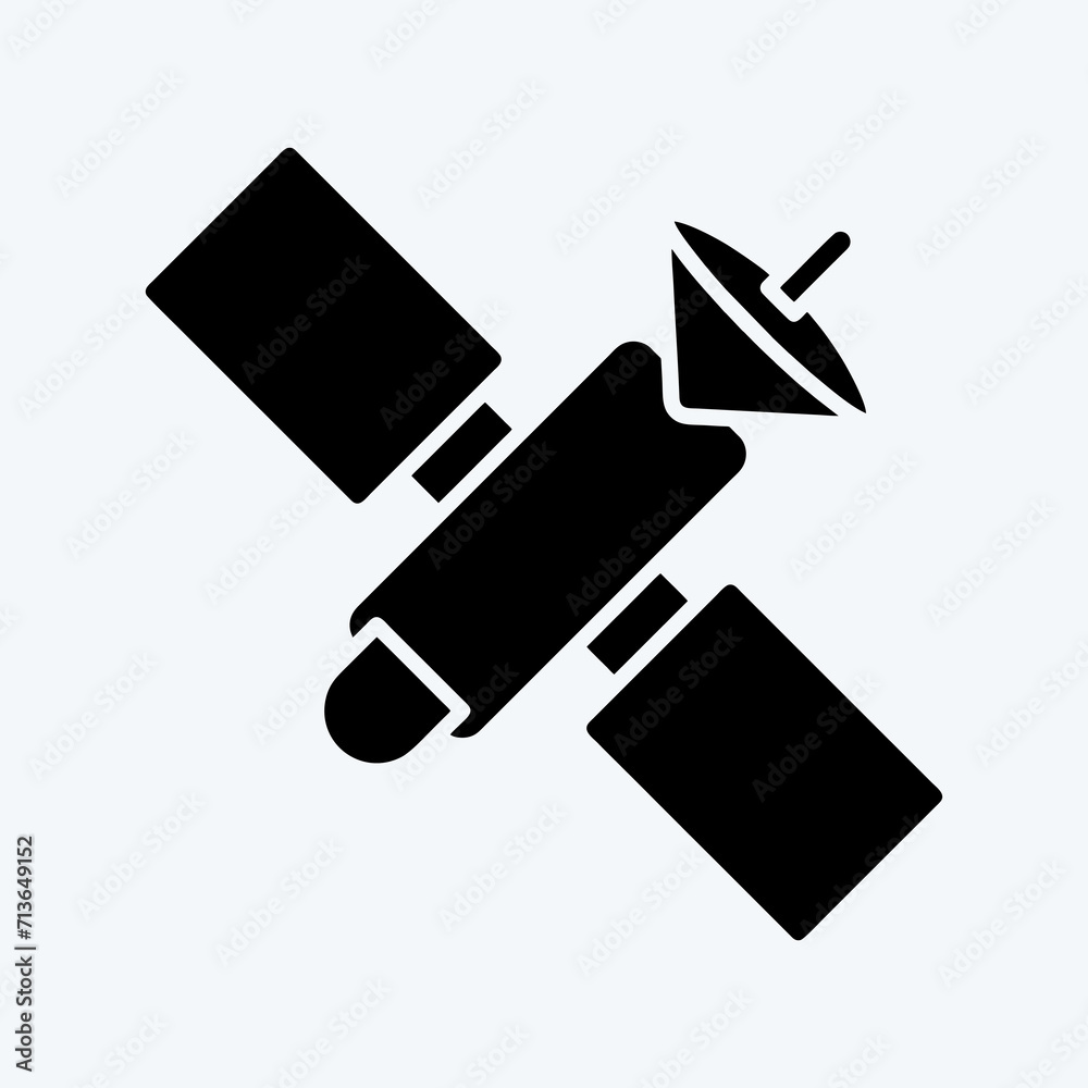 Icon Satellite. suitable for Education symbol. glyph style. simple design editable. design template vector. simple illustration Icon Satellite. suitable for Education symbol. glyph style. simple design editable. design template vector. simple illustration