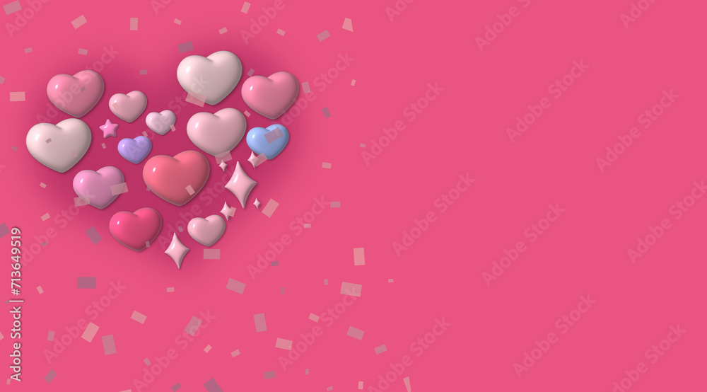 background with hearts and matching colors for Valentine's Day