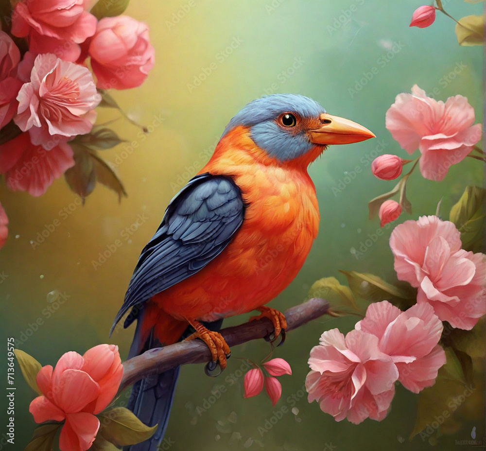 Lovely colorful birds background bird Generative AI Photo