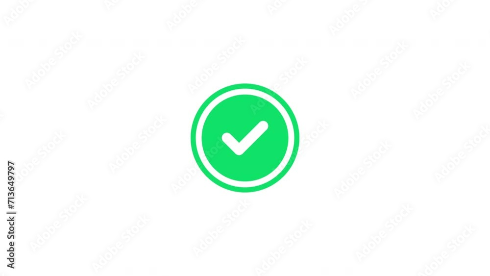 Minimal green check mark icon animation on a white background. Success, correct or right choice icon animation in 4k video.
Minimal green check mark icon animation on a white background. Success, correct or right choice icon animation in 4k video.