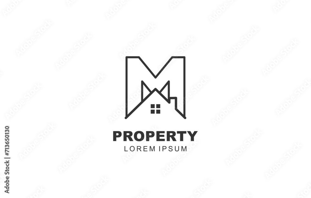 M Letter House logo template for symbol of business property identity M Letter House logo template for symbol of business property identity