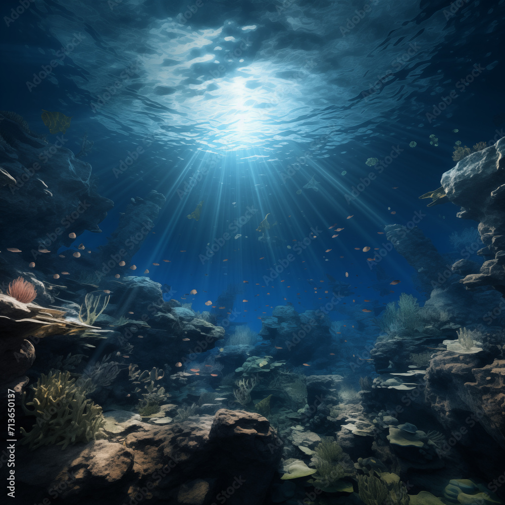 underwater scene with reef