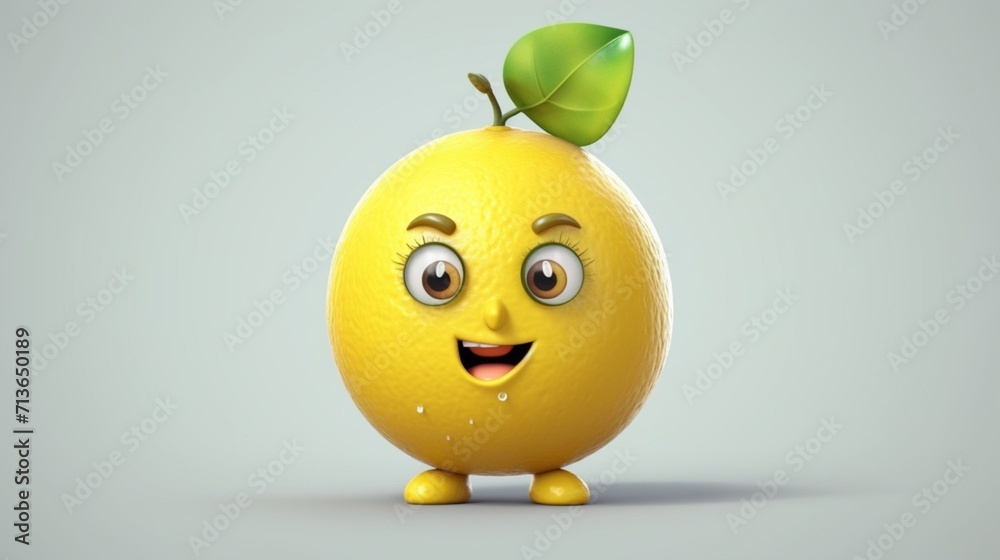 A cute cartoon lemon fruits character Ai Generative A cute cartoon lemon fruits character Ai Generative