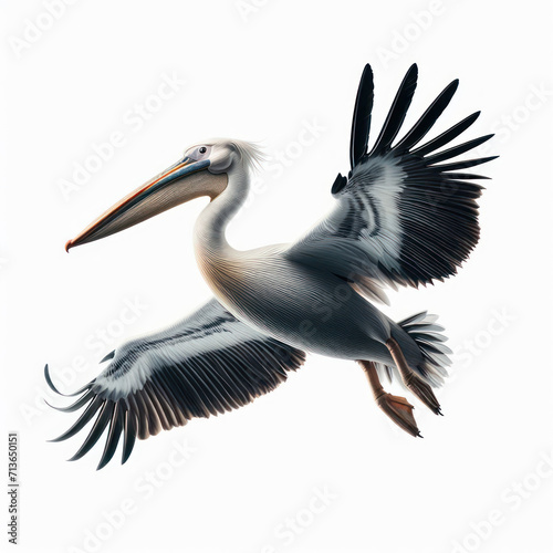 great common pelican, pelicano, Pelicano comun, Pelecanus onocrotalus, Isolated. bird swimming, flying, wings open. © Erick F. Lopez Felix