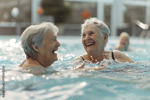 old ladies laughing in the swimming pool © Yi_Studio