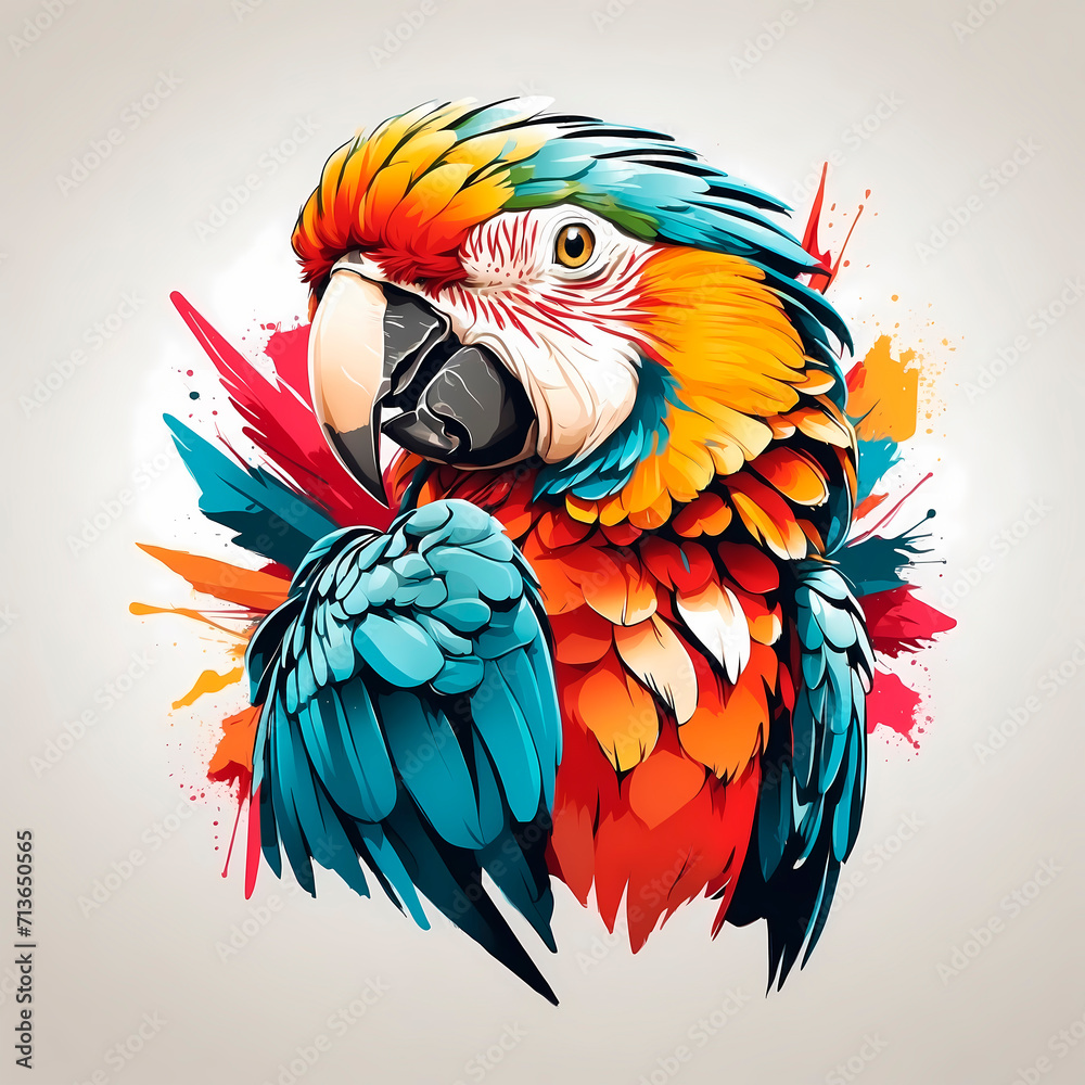 Obraz premium colorful macaw illustration, wild bird