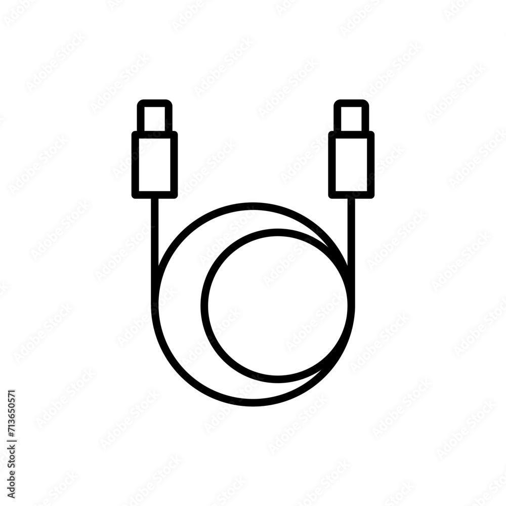 USB cable outline icons, minimalist vector illustration ,simple transparent graphic element .Isolated on white background USB cable outline icons, minimalist vector illustration ,simple transparent graphic element .Isolated on white background