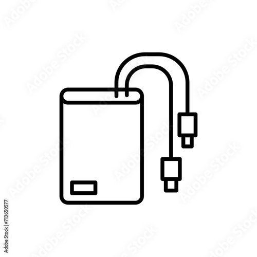 Power bank outline icons, minimalist vector illustration ,simple transparent graphic element .Isolated on white background