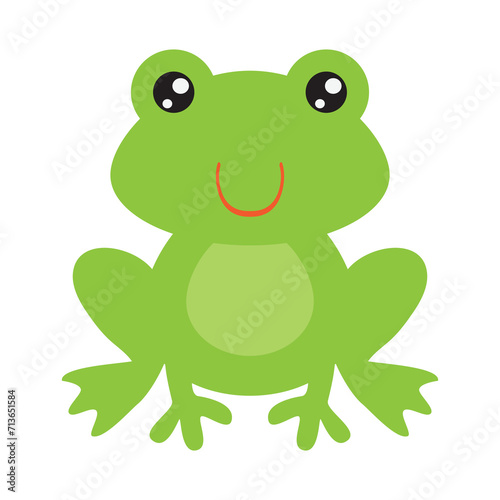 Cute little green frog vector cartoon illustration