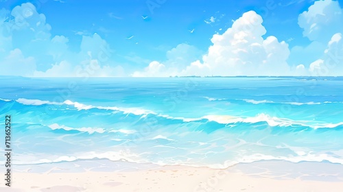 Beautiful beach vector background with blue color of ocean generative AI