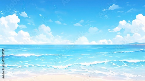 sea and sky background Beautiful beach vector background with blue color of ocean generative AI