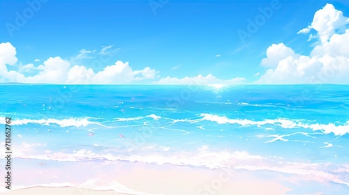 sea and clouds  sea and sky Beautiful beach vector background with blue ocean generative AI