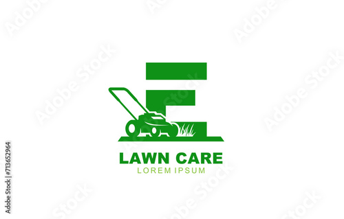 E Letter Lawn care logo template for symbol of business identity
