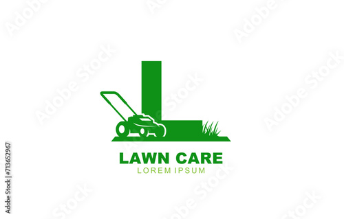 L Letter Lawn care logo template for symbol of business identity