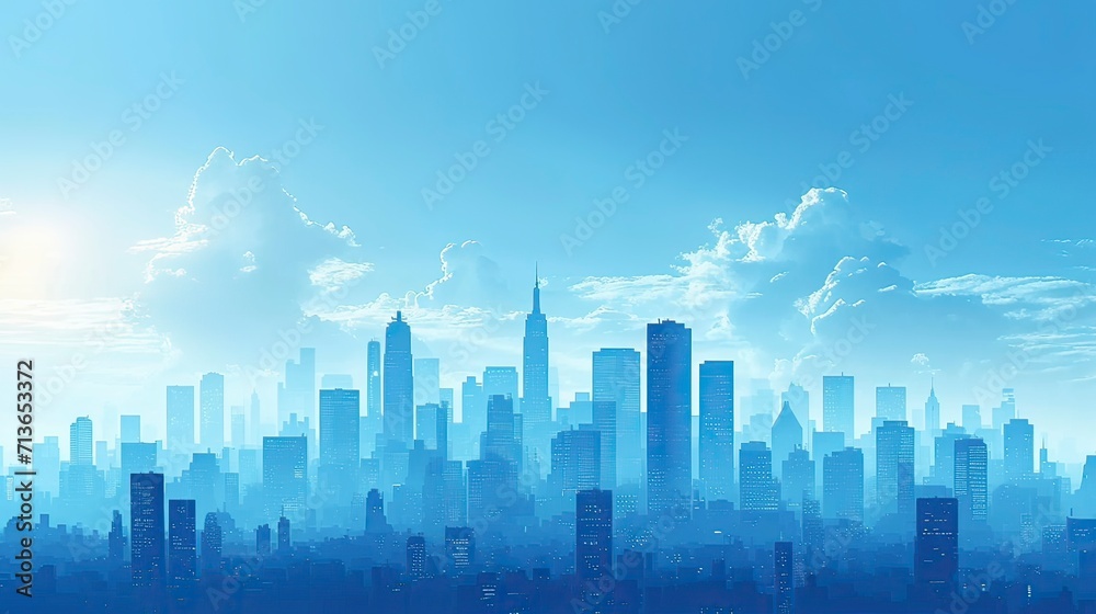 city skyline with clouds City Sky Scrapers bright skies Vector silhouette  generative AI