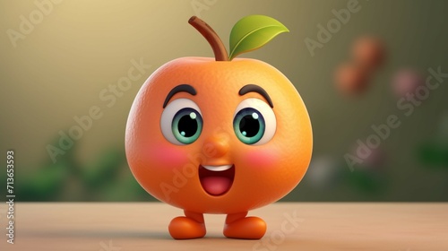 A cute cartoon peach fruits character Ai Generative