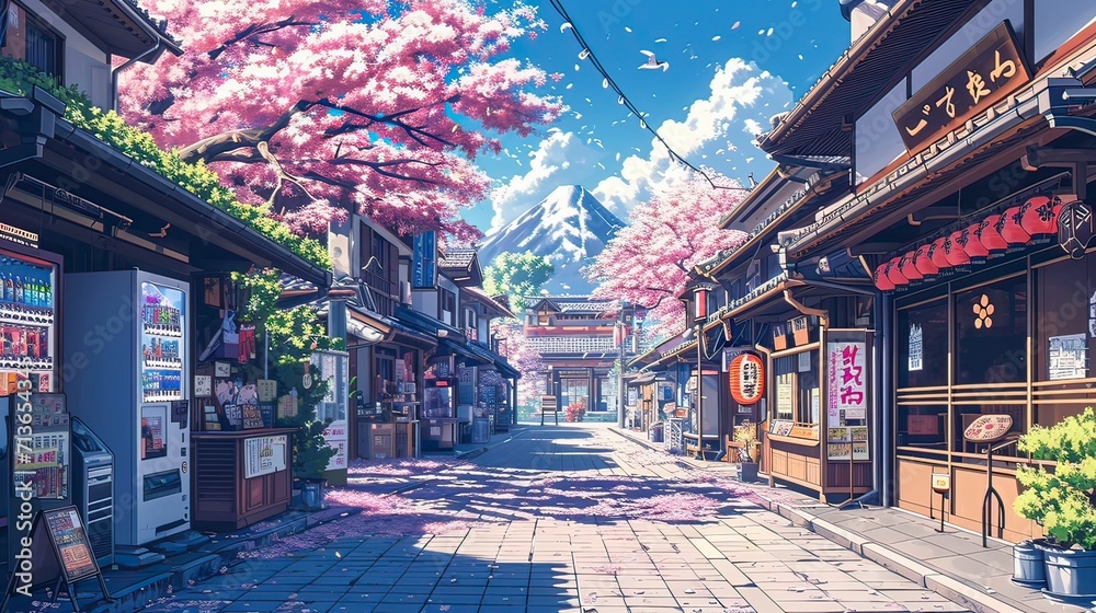 anime background no character, japan them, pastel theme generative AI - obrazy, fototapety, plakaty 