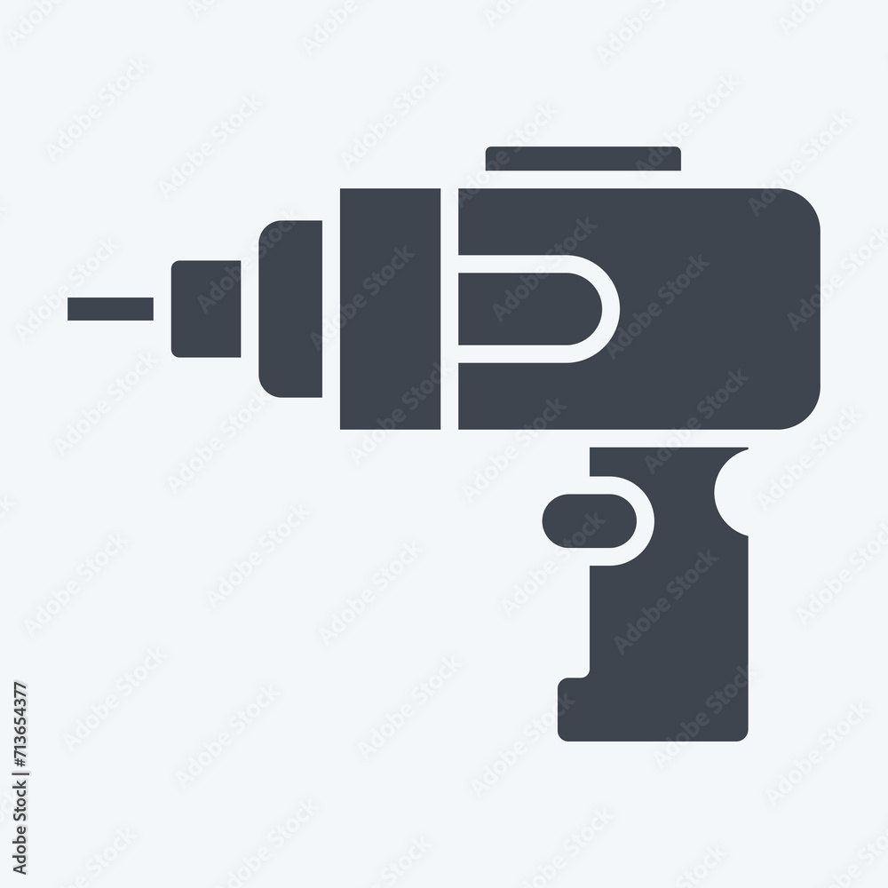 Icon Cordless Drill. related to Construction symbol. glyph style. simple design editable. simple illustration Icon Cordless Drill. related to Construction symbol. glyph style. simple design editable. simple illustration
