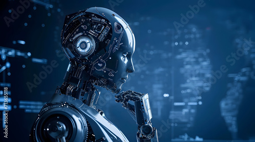 Thinking robot with artificial intelligence.