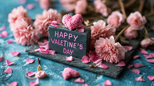 valentines background that reads "HAPPY VALENTINE'S DAY". AI generative