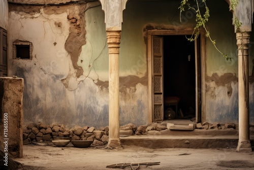 Abandoned Building With Door and Window, Showing Signs of Age and Decay