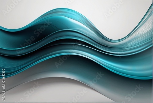 Abstract teal, cyan shiny wave with blue glitter sparkles on plain white background from Generative AI