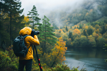 Nature photographer taking photos in nature